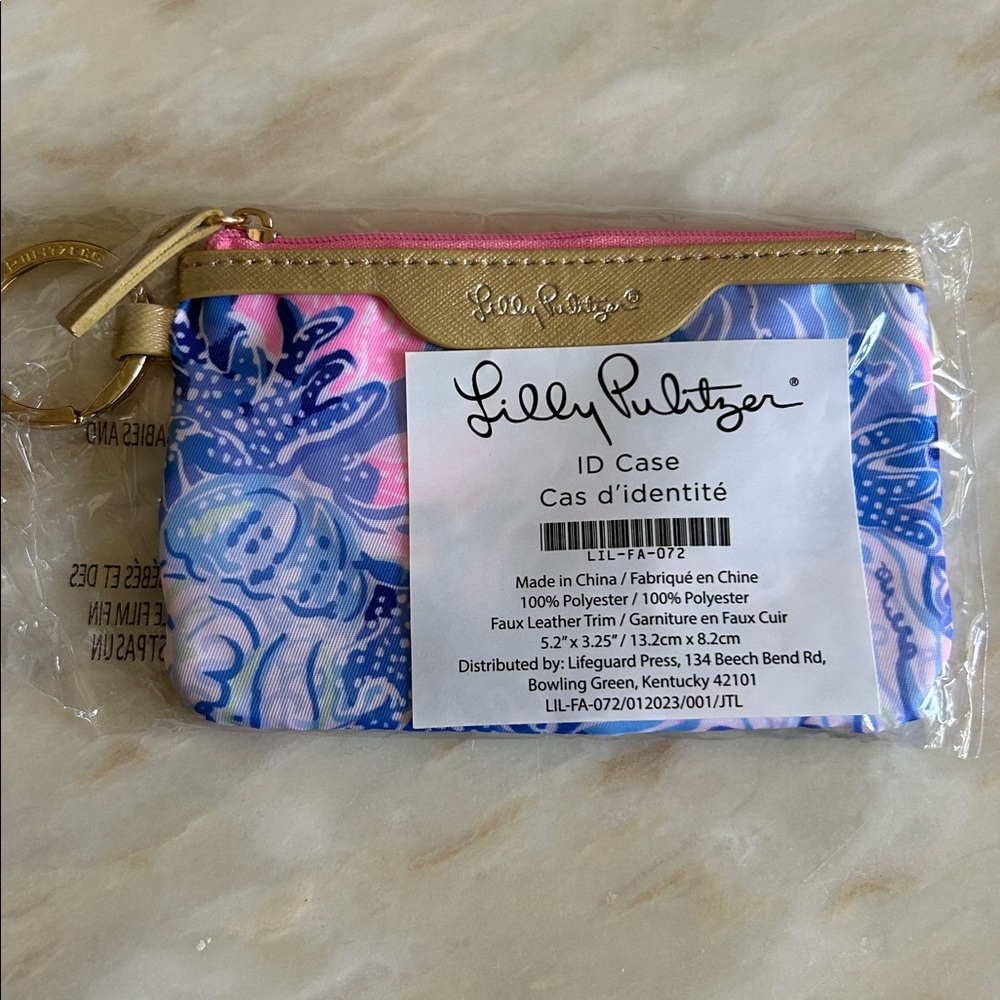 Lilly Pulitzer Floral Blues Pink Preppy ID Case &‎ Card Holder NEW - Picture 4 of 8